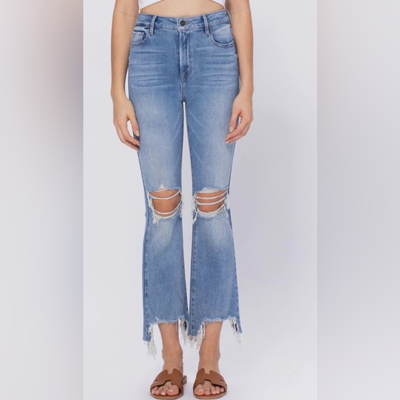 HIDDEN JEANS- distressed cropped flare size 30 - Picture 1 of 5